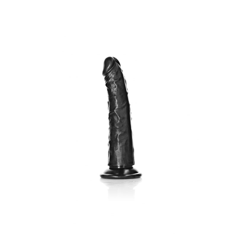 Realrock 6'' Realistic Slim Dildo - Black Realrock 6'' Realistic Slim Dildo - Black