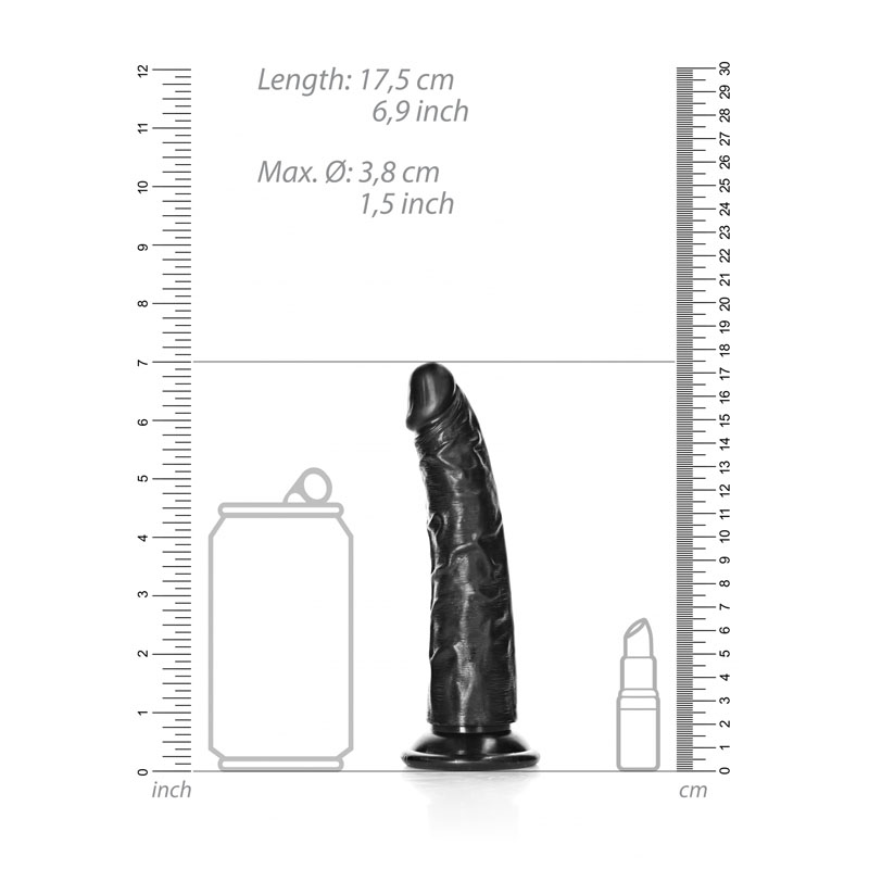 Realrock 6'' Realistic Slim Dildo - Black Realrock 6'' Realistic Slim Dildo - Black