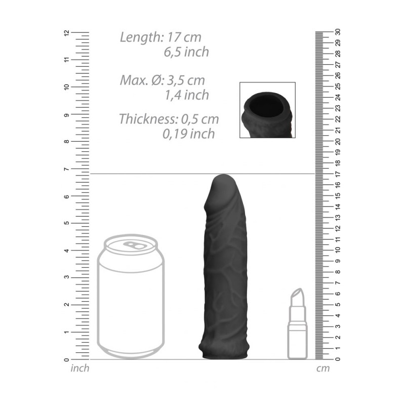 RealRock Realistic 6'' Penis Sleeve - Black RealRock Realistic 6'' Penis Sleeve - Black