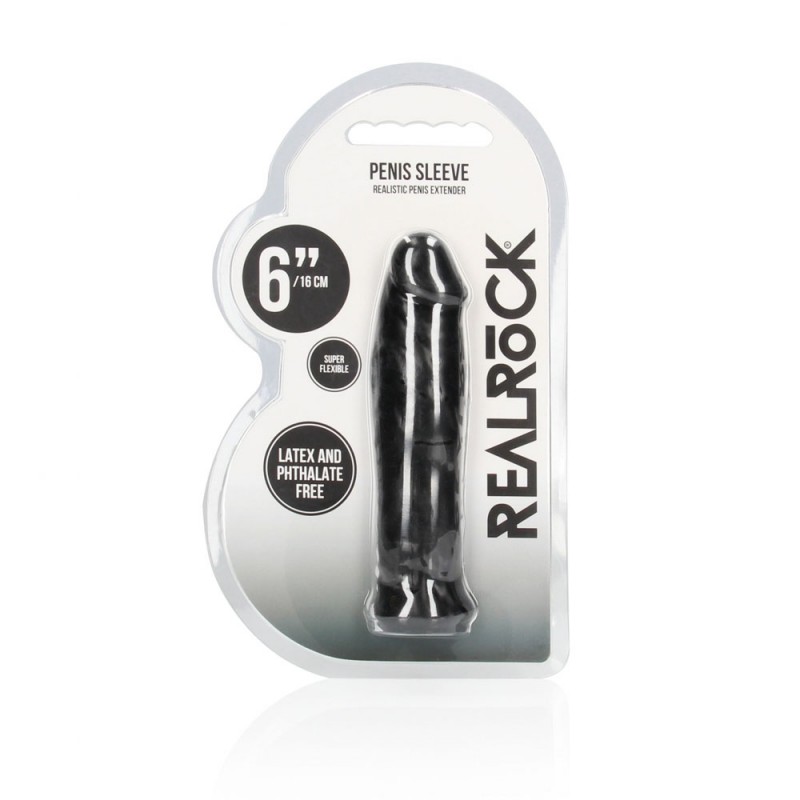 RealRock Realistic 6'' Penis Sleeve - Black RealRock Realistic 6'' Penis Sleeve - Black