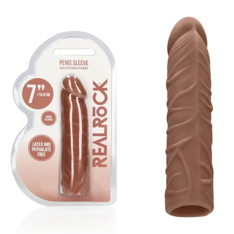 RealRock Realistic 7'' Penis Sleeve - Tan