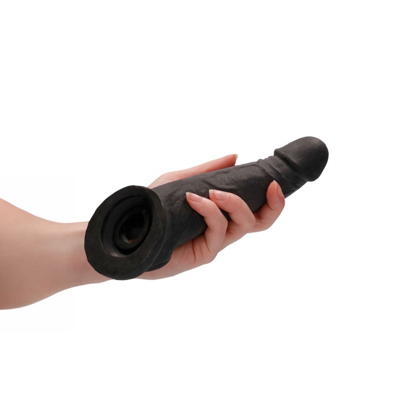 RealRock Realistic 8'' Penis Extender with Rings - Black RealRock Realistic 8'' Penis Extender with Rings - Black