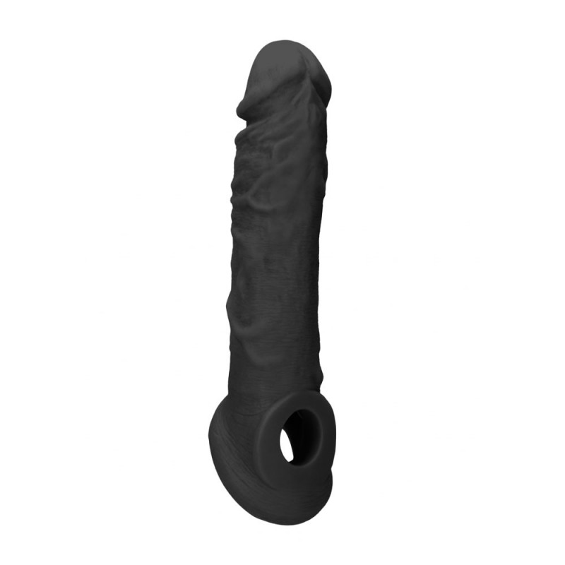 RealRock Realistic 8'' Penis Extender with Rings - Black RealRock Realistic 8'' Penis Extender with Rings - Black