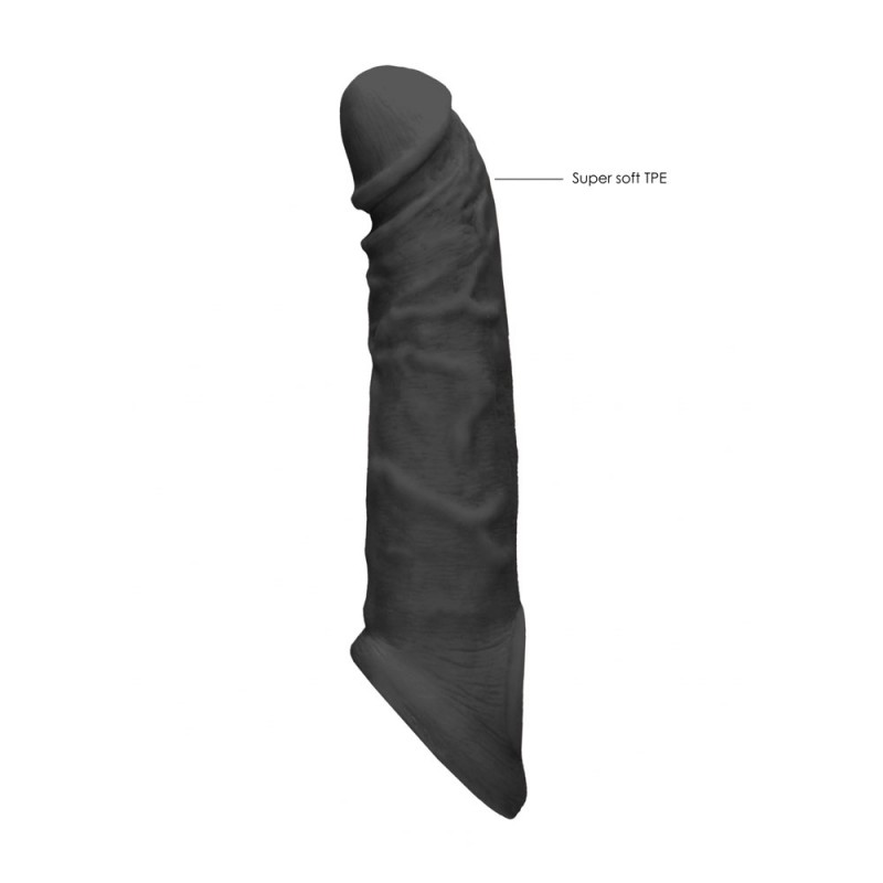 RealRock Realistic 8'' Penis Extender with Rings - Black RealRock Realistic 8'' Penis Extender with Rings - Black