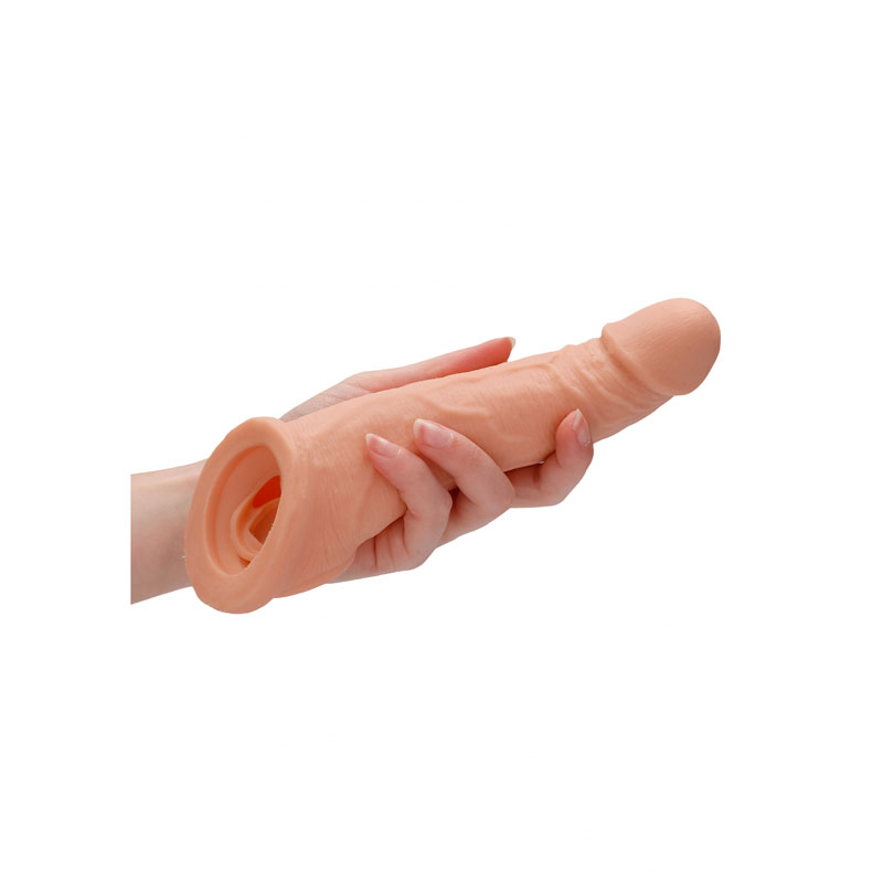 RealRock Realistic 8'' Penis Extender with Rings - Flesh RealRock Realistic 8'' Penis Extender with Rings - Flesh
