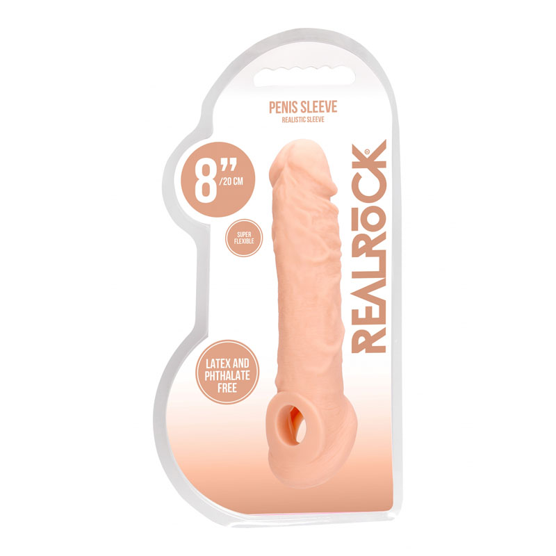 RealRock Realistic 8'' Penis Extender with Rings - Flesh RealRock Realistic 8'' Penis Extender with Rings - Flesh