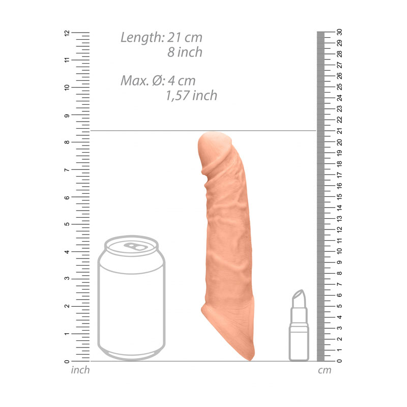 RealRock Realistic 8'' Penis Extender with Rings - Flesh RealRock Realistic 8'' Penis Extender with Rings - Flesh