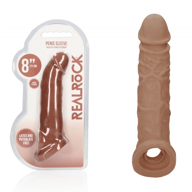 RealRock Realistic 8'' Penis Extender with Rings - Tan