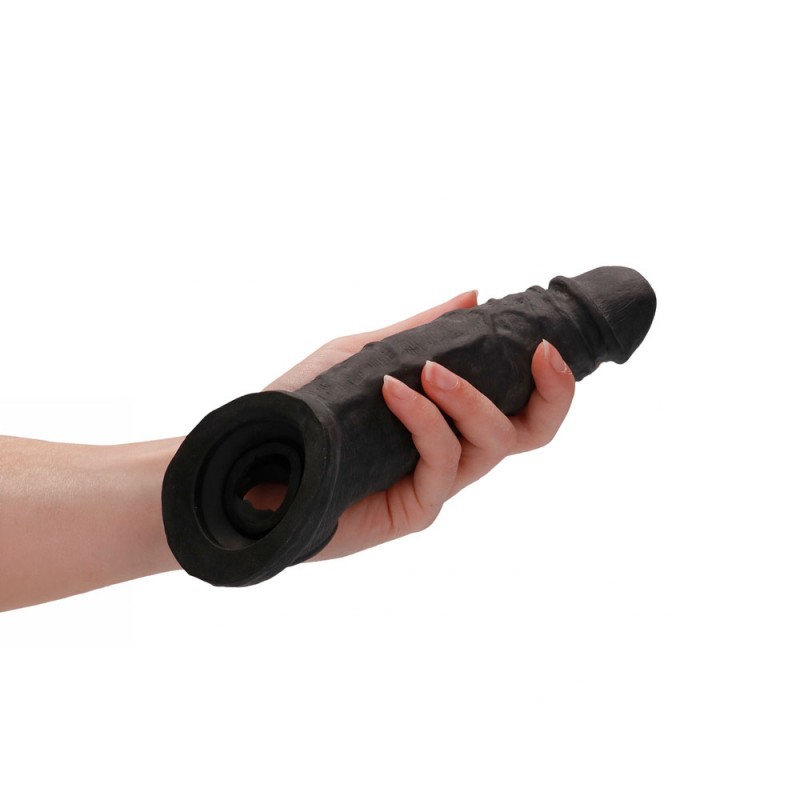 RealRock Realistic 9'' Penis Extender with Rings - Black RealRock Realistic 9'' Penis Extender with Rings - Black