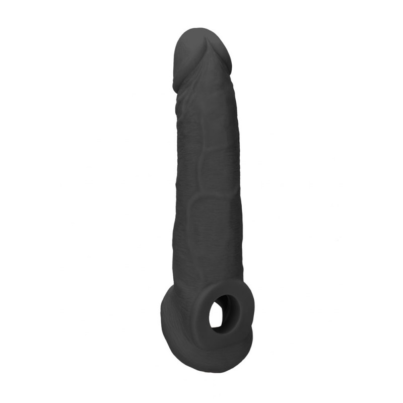 RealRock Realistic 9'' Penis Extender with Rings - Black RealRock Realistic 9'' Penis Extender with Rings - Black