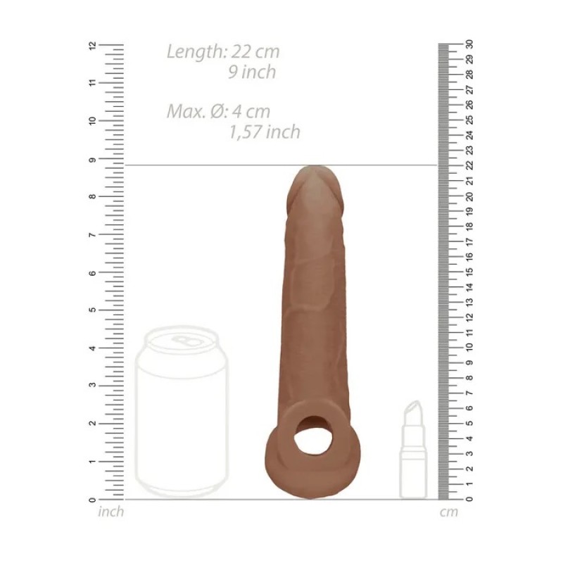 RealRock Realistic 9'' Penis Extender with Rings - Tan RealRock Realistic 9'' Penis Extender with Rings - Tan