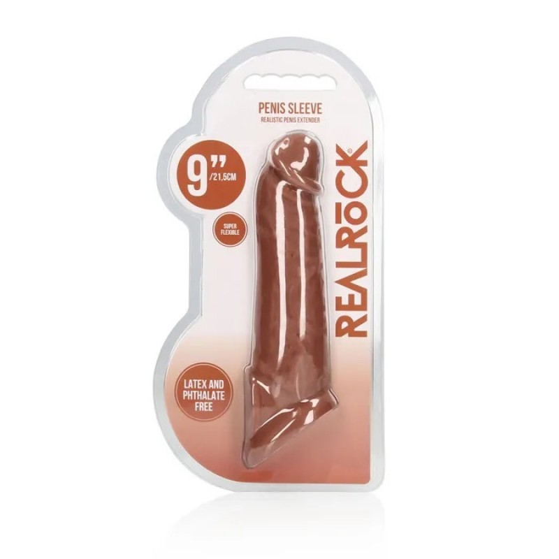 RealRock Realistic 9'' Penis Extender with Rings - Tan RealRock Realistic 9'' Penis Extender with Rings - Tan