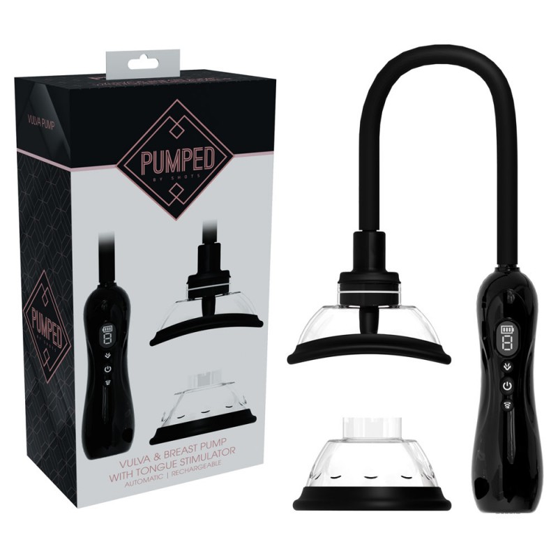 Pumped Vulva & Breast Pump with Tongue - Black