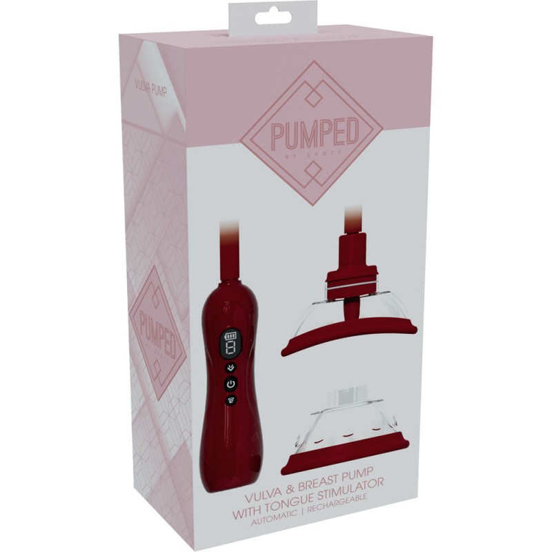 Pumped Vulva & Breast Pump with Tongue - Red Pumped Vulva & Breast Pump with Tongue - Red