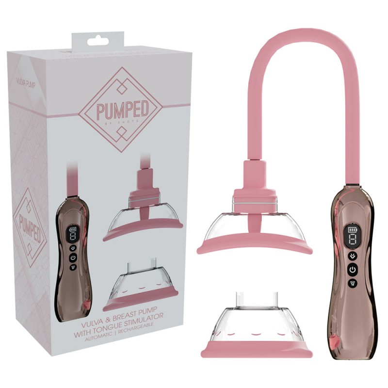 Pumped Vulva & Breast Pump with Tongue - Rose Gold