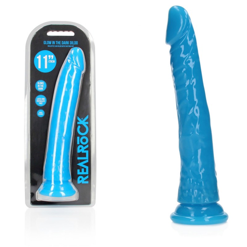 Realrock Slim Glow in the Dark 11'' Dong - Neon Blue