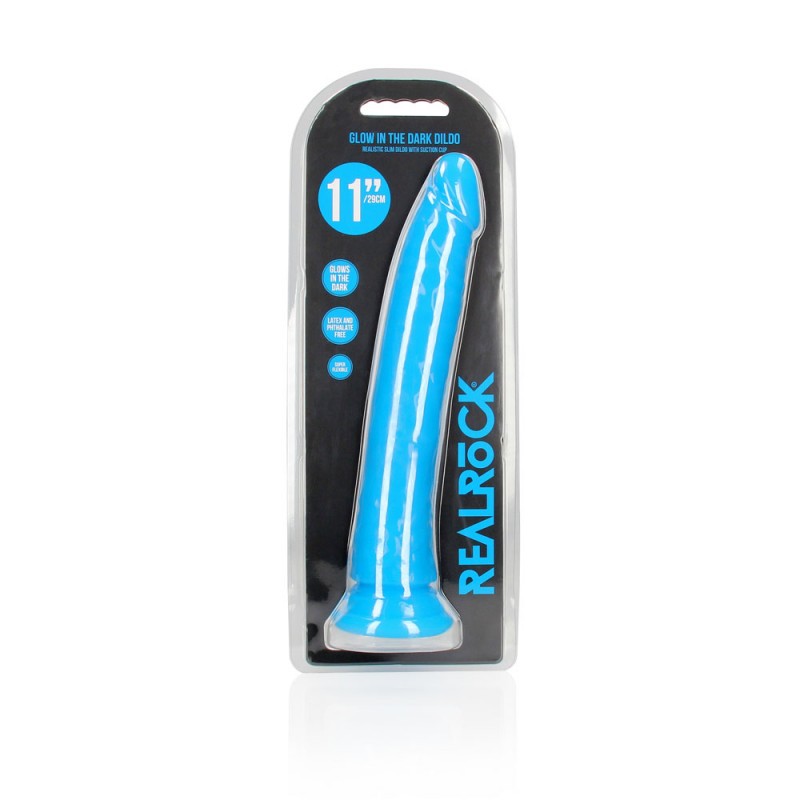Realrock Slim Glow in the Dark 11'' Dong - Neon Blue Realrock Slim Glow in the Dark 11'' Dong - Neon Blue