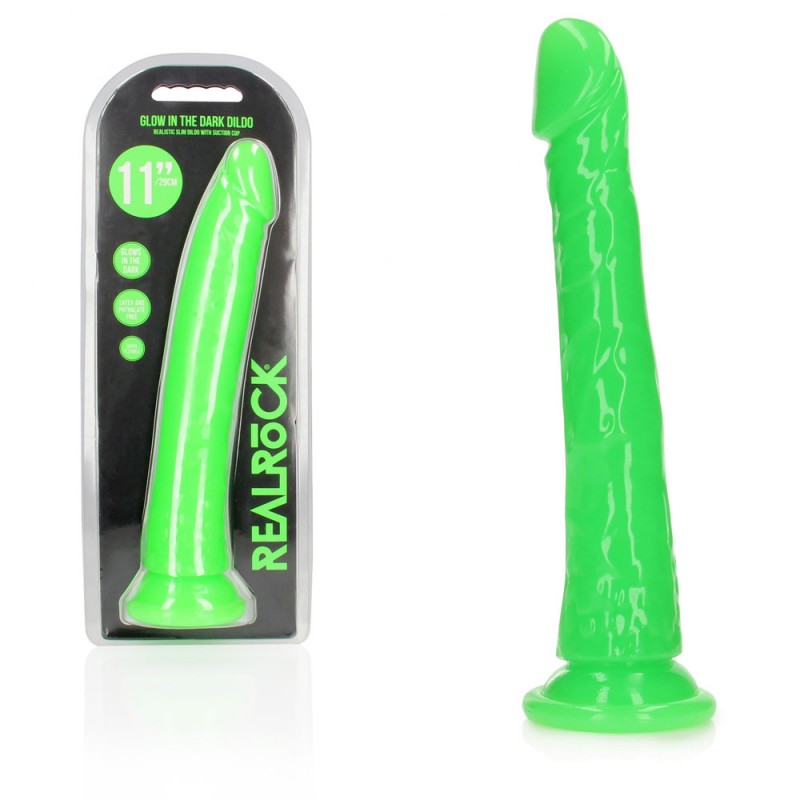 Realrock Slim Glow in the Dark 11'' Dong - Neon Green