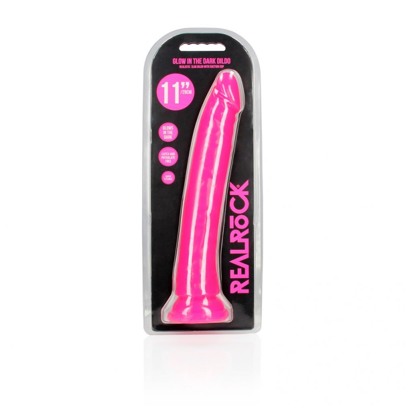 Realrock Slim Glow in the Dark 11'' Dong - Neon Pink Realrock Slim Glow in the Dark 11'' Dong - Neon Pink