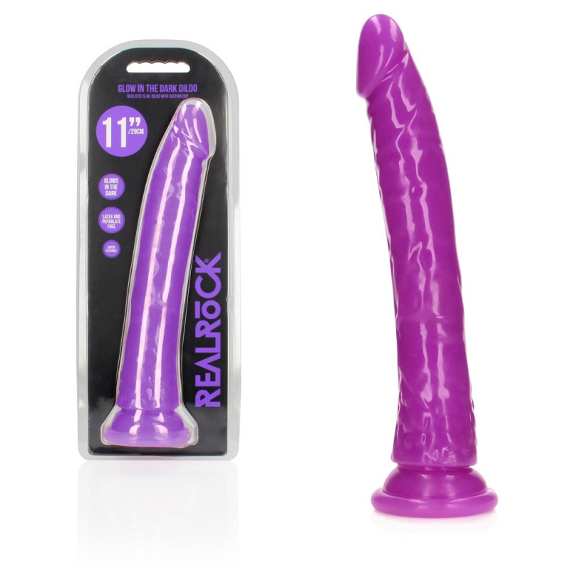 Realrock Slim Glow in the Dark 11'' Dong - Neon Purple