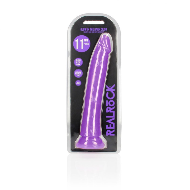 Realrock Slim Glow in the Dark 11'' Dong - Neon Purple Realrock Slim Glow in the Dark 11'' Dong - Neon Purple