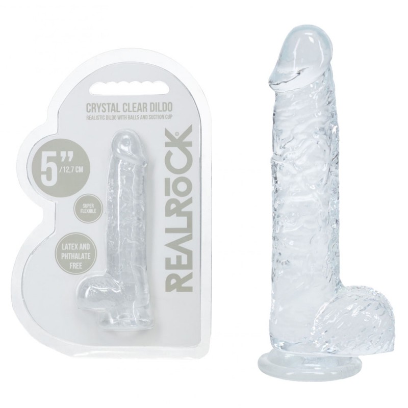 Realrock Crystal Clear 5'' Dildo with Balls - Clear