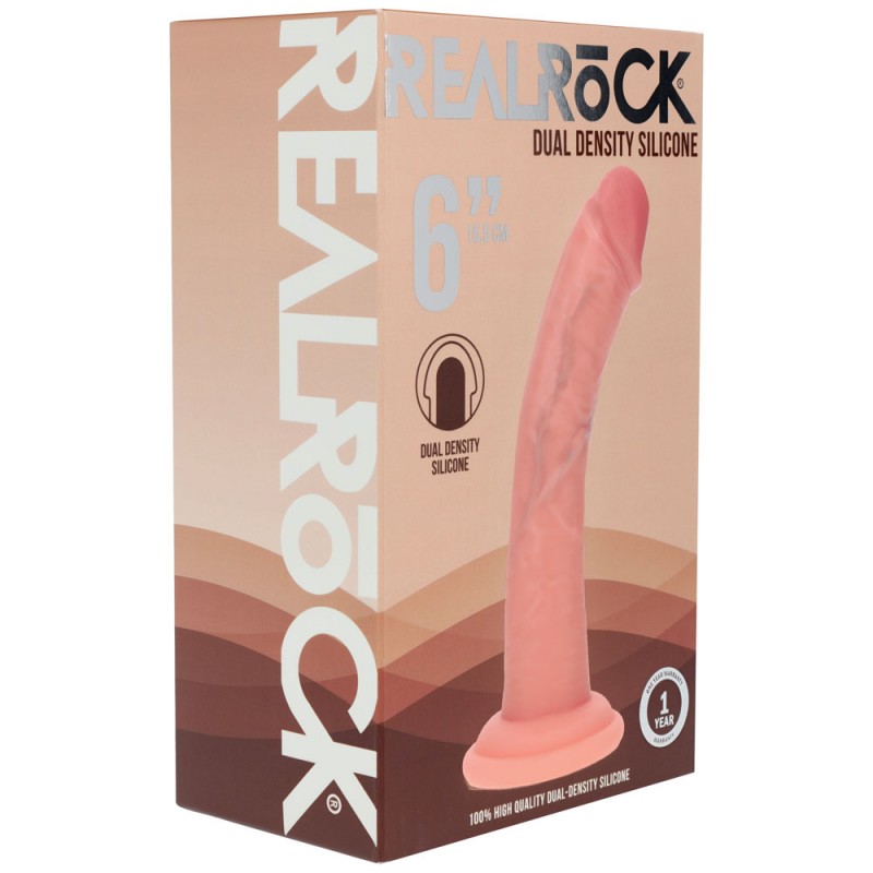 RealRock Dual Density Silicone 6'' Curved Dildo - Flesh RealRock Dual Density Silicone 6'' Curved Dildo - Flesh