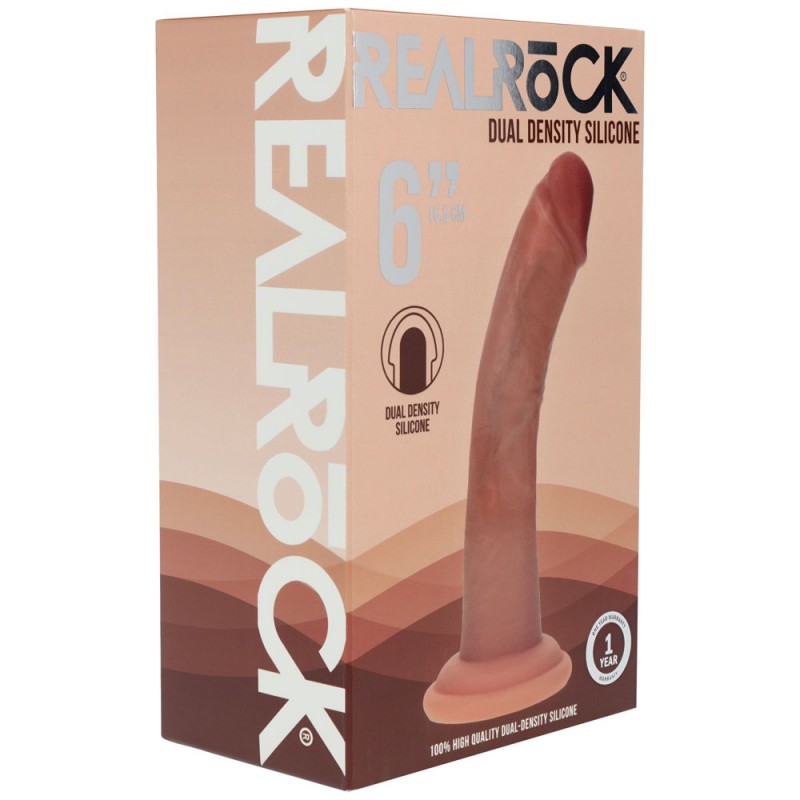 RealRock Dual Density Silicone 6'' Curved Dildo - Tan RealRock Dual Density Silicone 6'' Curved Dildo - Tan