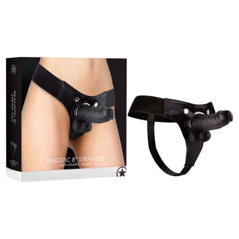 Ouch! Realistic 8'' Strap-On - Black