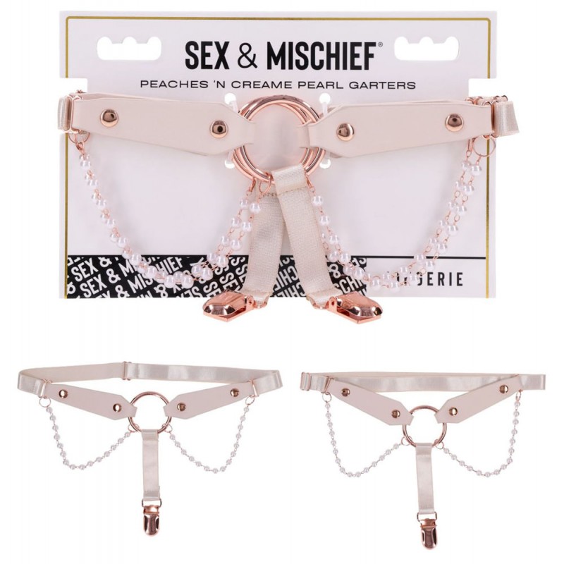 S&M Peaches n CreaMe Pearl Garters