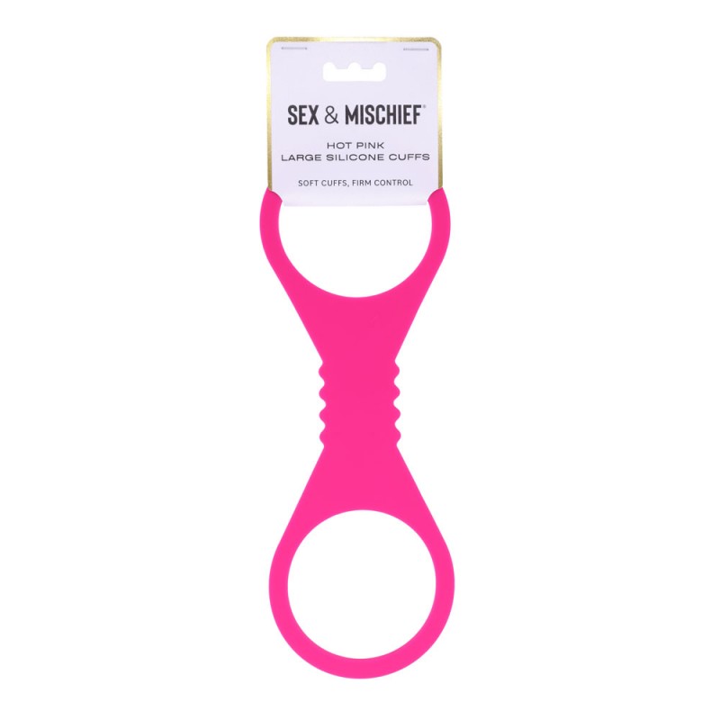 S&M Silicone Cuffs Large - Hot Pink