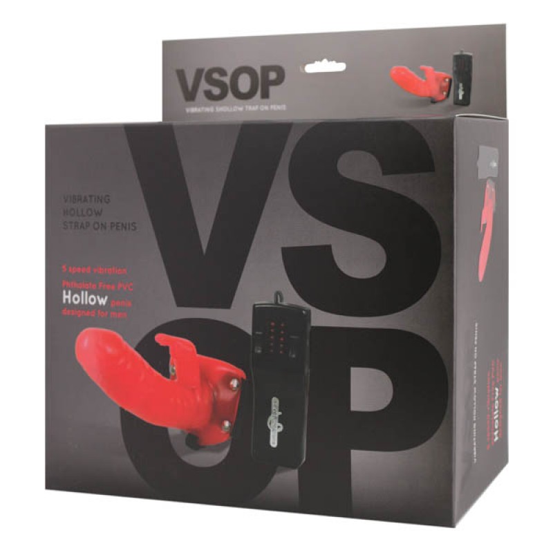 VSOP Vibrating Hollow Strap-On Penis - Red