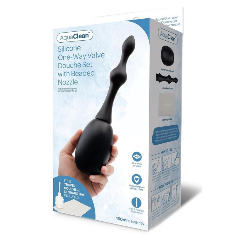 AquaClean 1-Way Valve Douche Set with Beaded Nozzle