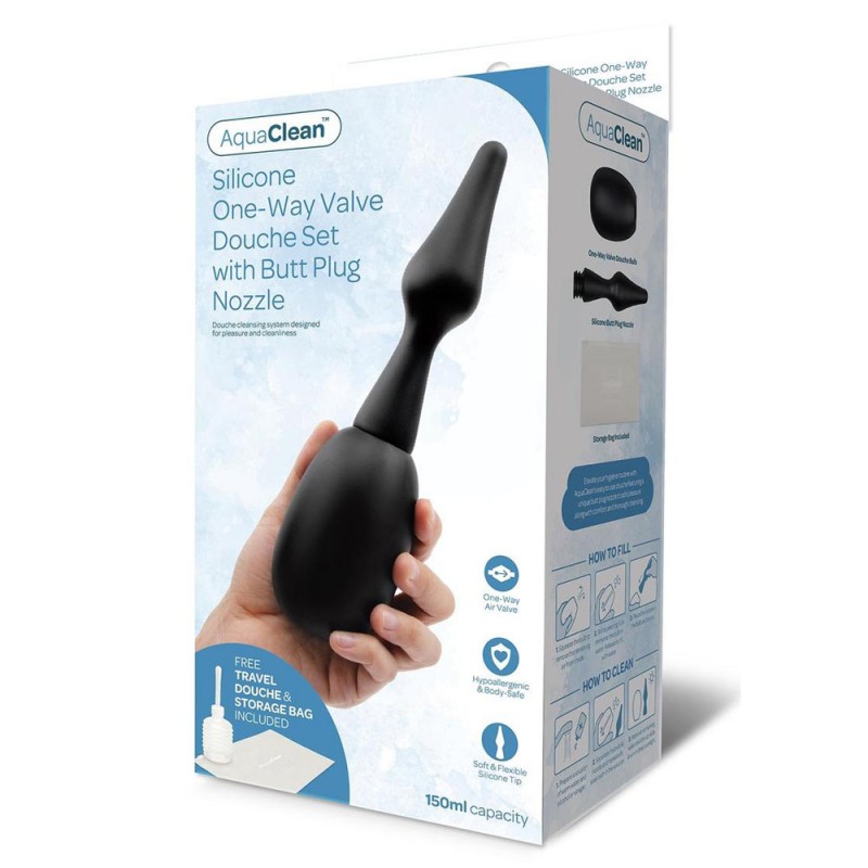 AquaClean 1-Way Valve Douche Set with Butt Plug Nozzle