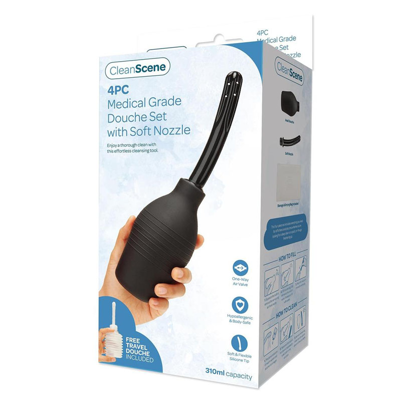CleanScene 4-Piece Medical Grade Douche Set with Soft Nozzle