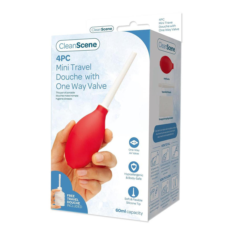 CleanScene 4-Piece Mini Travel Douche with One Way Valve