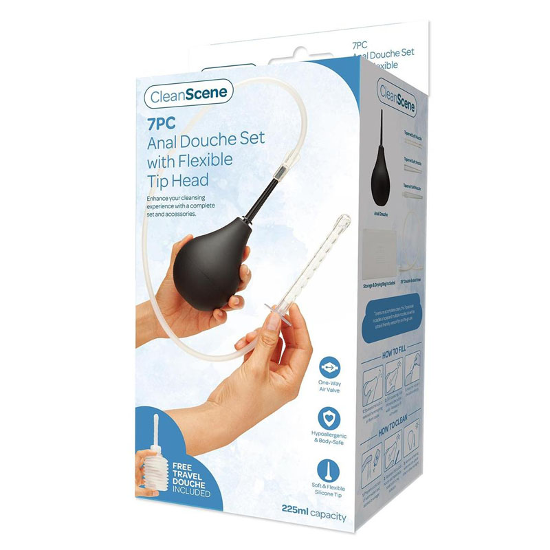 CleanScene 7-Piece Anal Douche Set with Flexible Tip Head