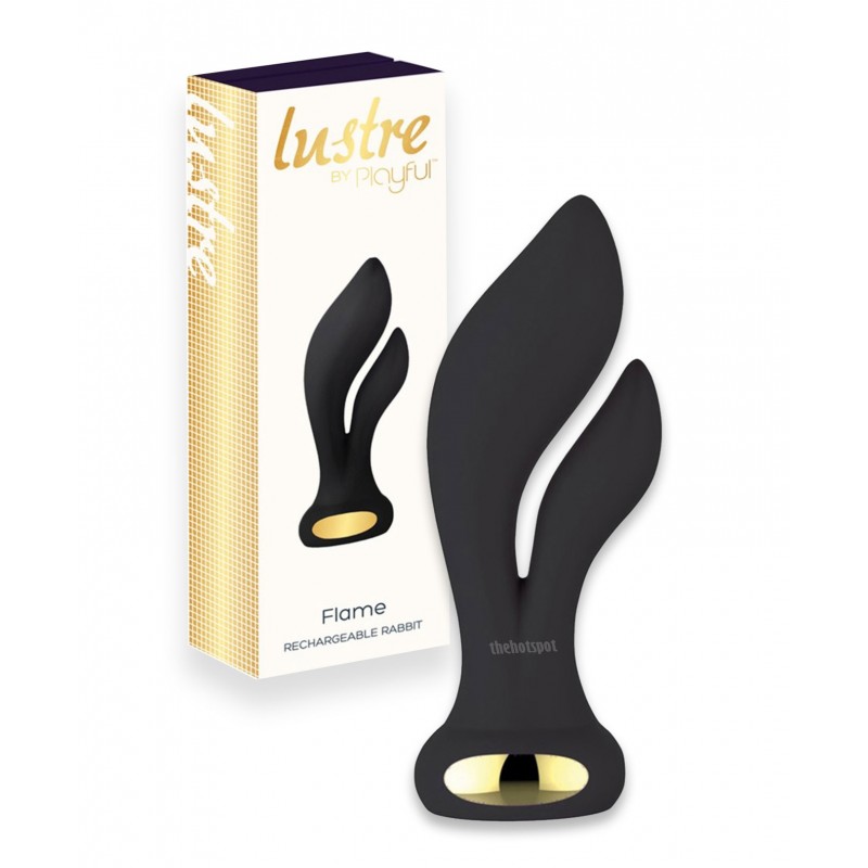 Lustre Flame Rabbit Ears Vibrator - Black