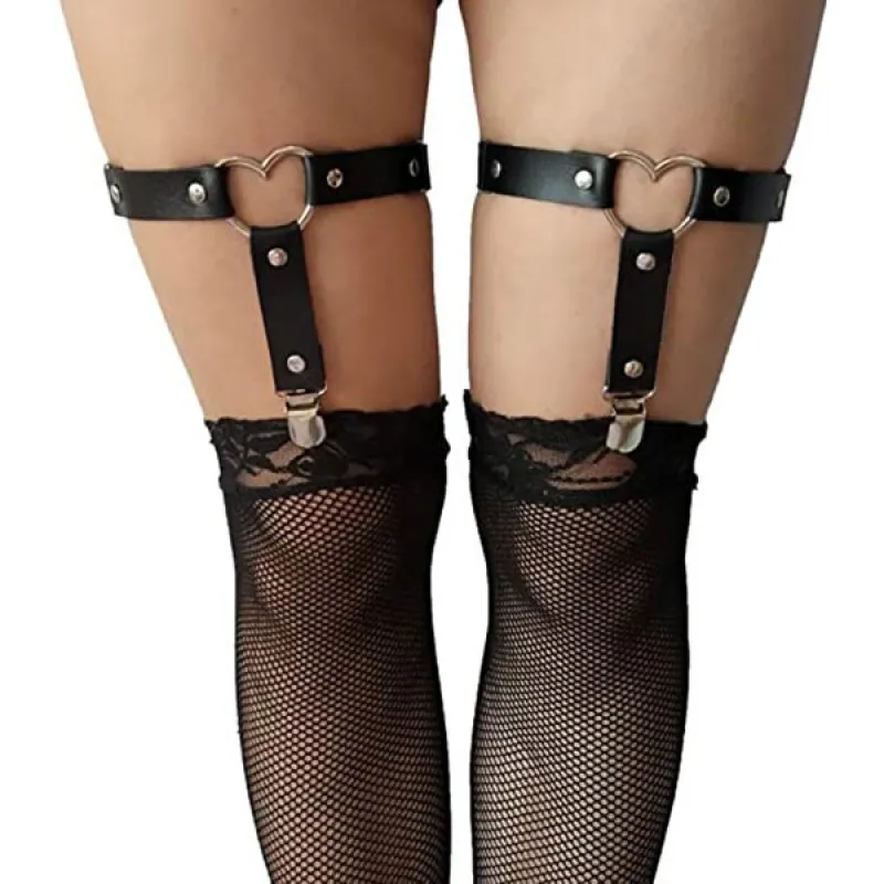 Love Heart Garter Belt - Black
