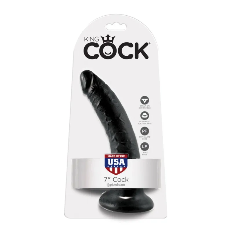 King Cock 7 inch Solid Dildo - Black