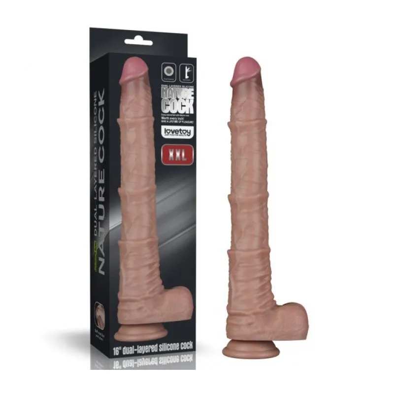 16in Dual Layered Bendable Silicone Cock XXL
