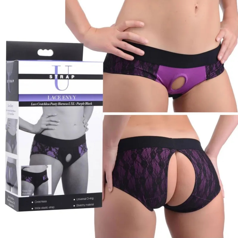 Lace Envy Panty Harness Purple L/XL