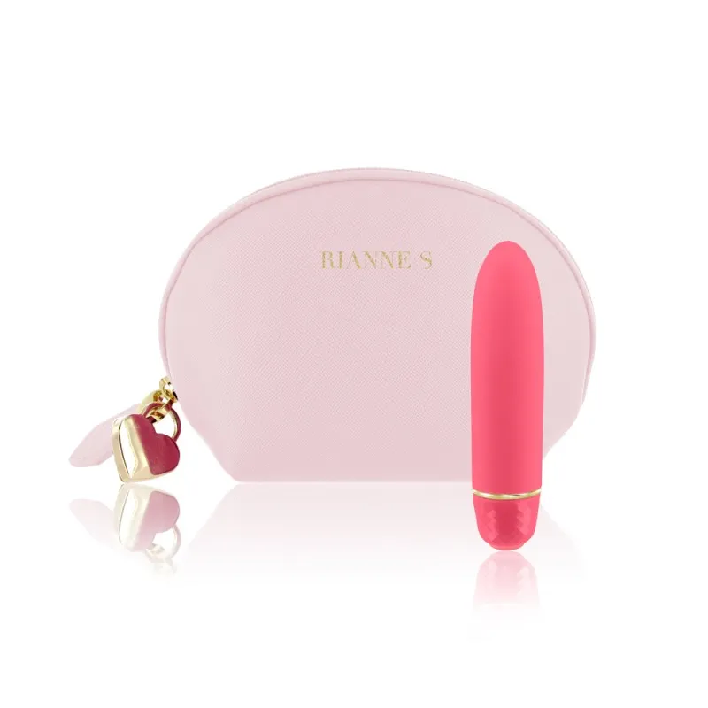 Classique Silicone Vibrator With Cosmetic Bag - Coral Rose