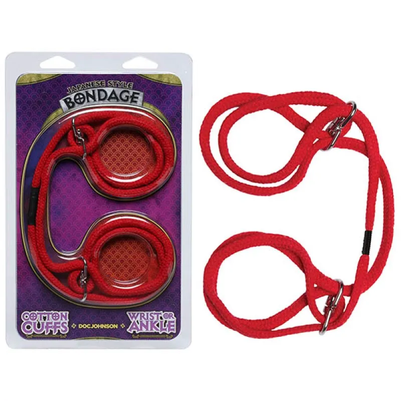 Japanese Style Bondage Cotton Cuffs - Red