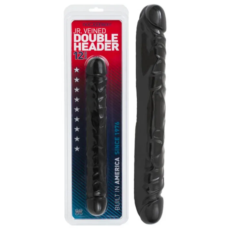 Jr. Veined Double Header 12-inch Dildo - Black