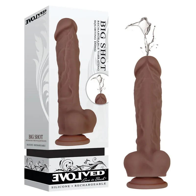 Big Shot Vibrating Squirting 8’’ Dildo - Brown