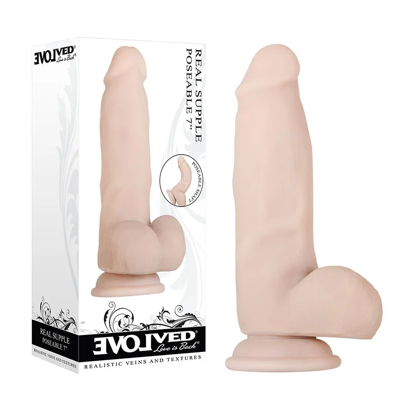 Evolved Real Supple Silicone Poseable 7" Dildo - Flesh