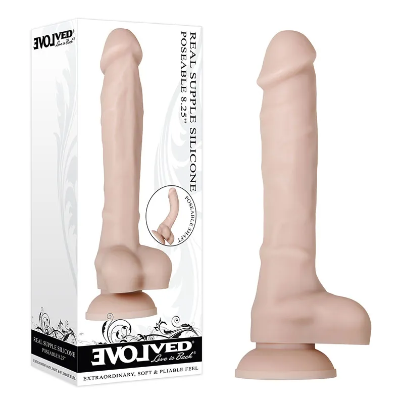 Evolved Real Supple Silicone Poseable 8.25" Dildo - Flesh