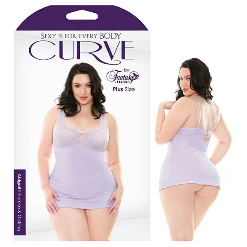 Fantasy Lingerie Curve Abigail Lace + Micro Chemise - Lilac Purple 3X/4X