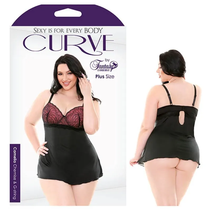 Fantasy Lingerie Curve Camelia Chemise & G-String 3X/4X